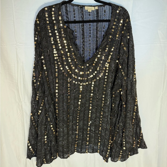 Let Me Be Tops - Let Me Be Gold Sequin Boho blouse